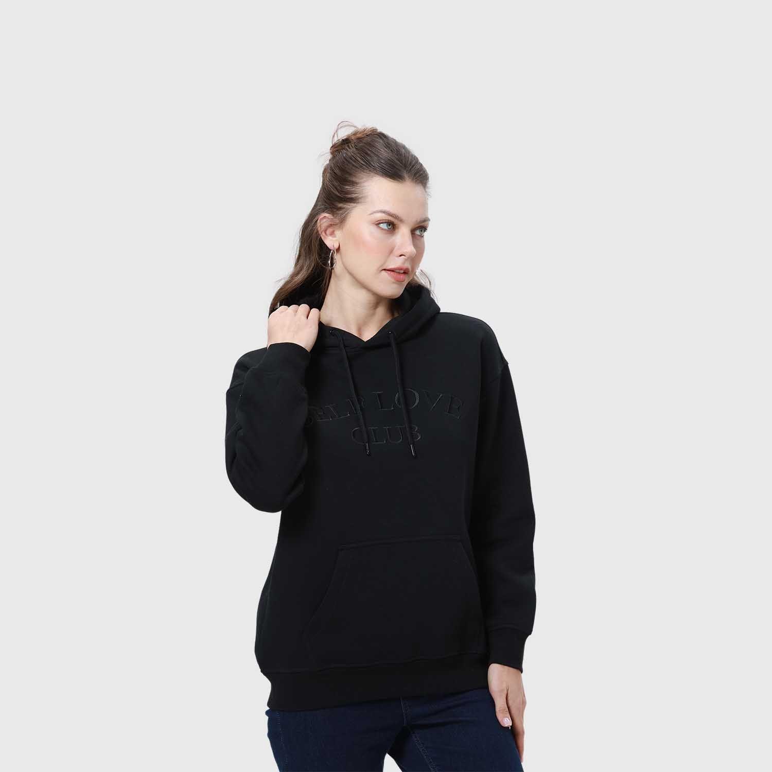 Polerón Mujer Canguro Print Negro-1