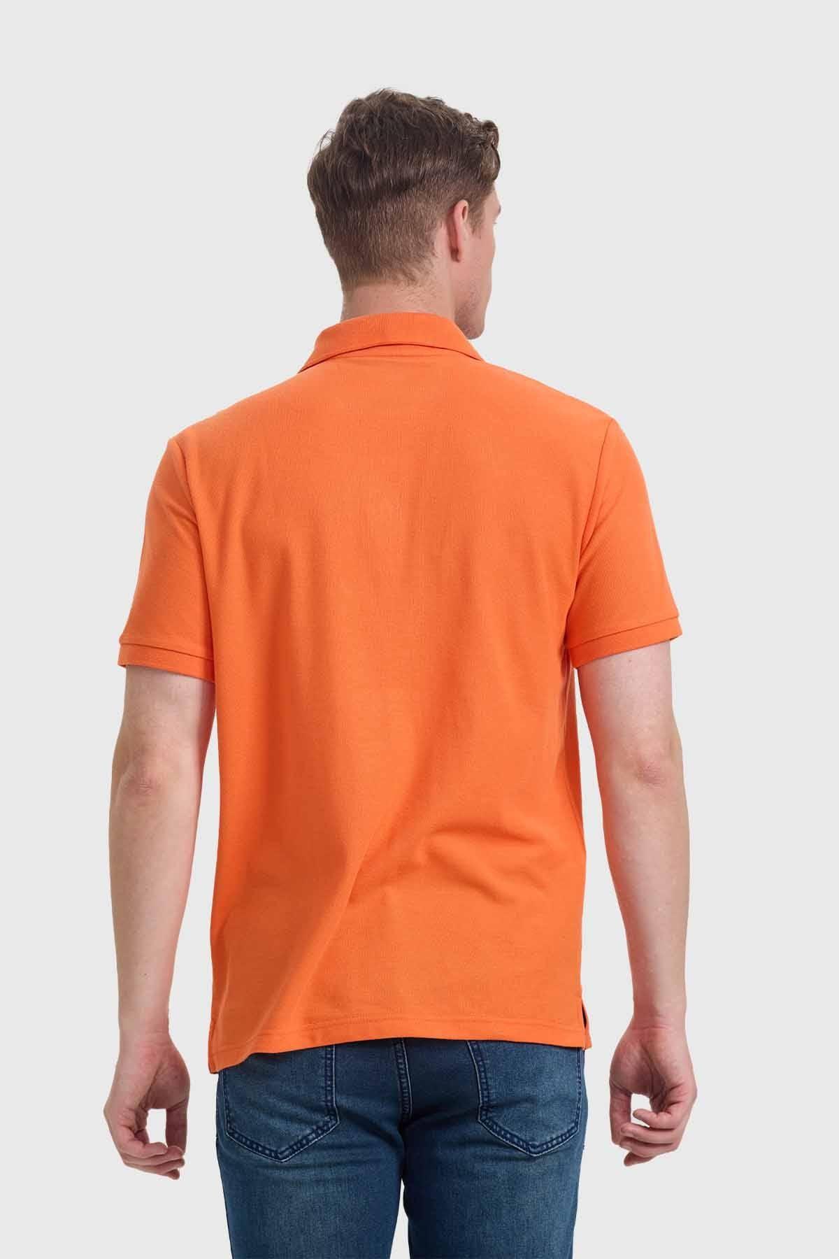 Polera Hombre Piqué Básica Naranjo-2
