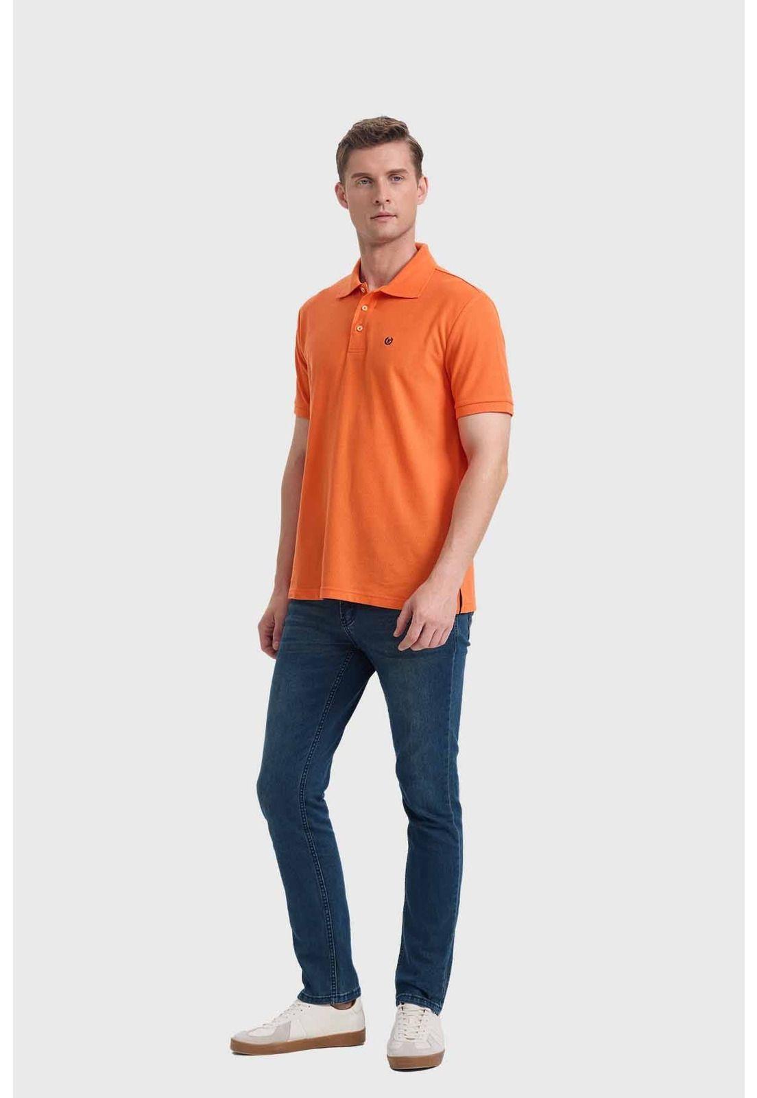 Polera Hombre Piqué Básica Naranjo - ll-3