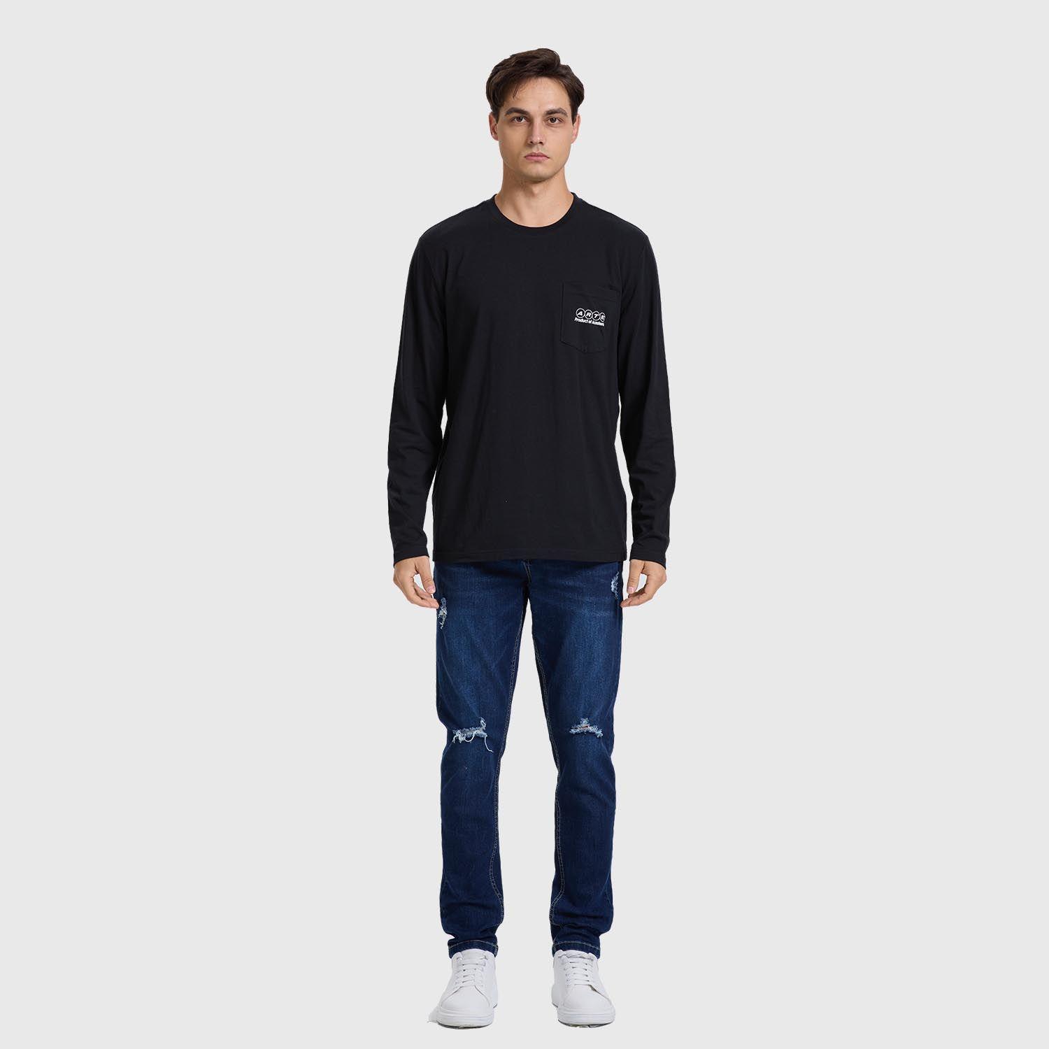 Polera Hombre Con Bolsillo Negro-3