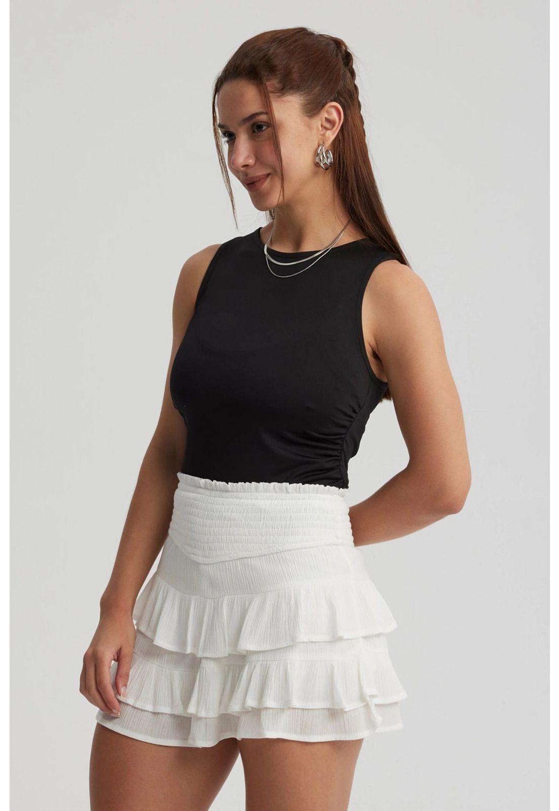 Polera Mujer Recogido Costado Negro - VI-1