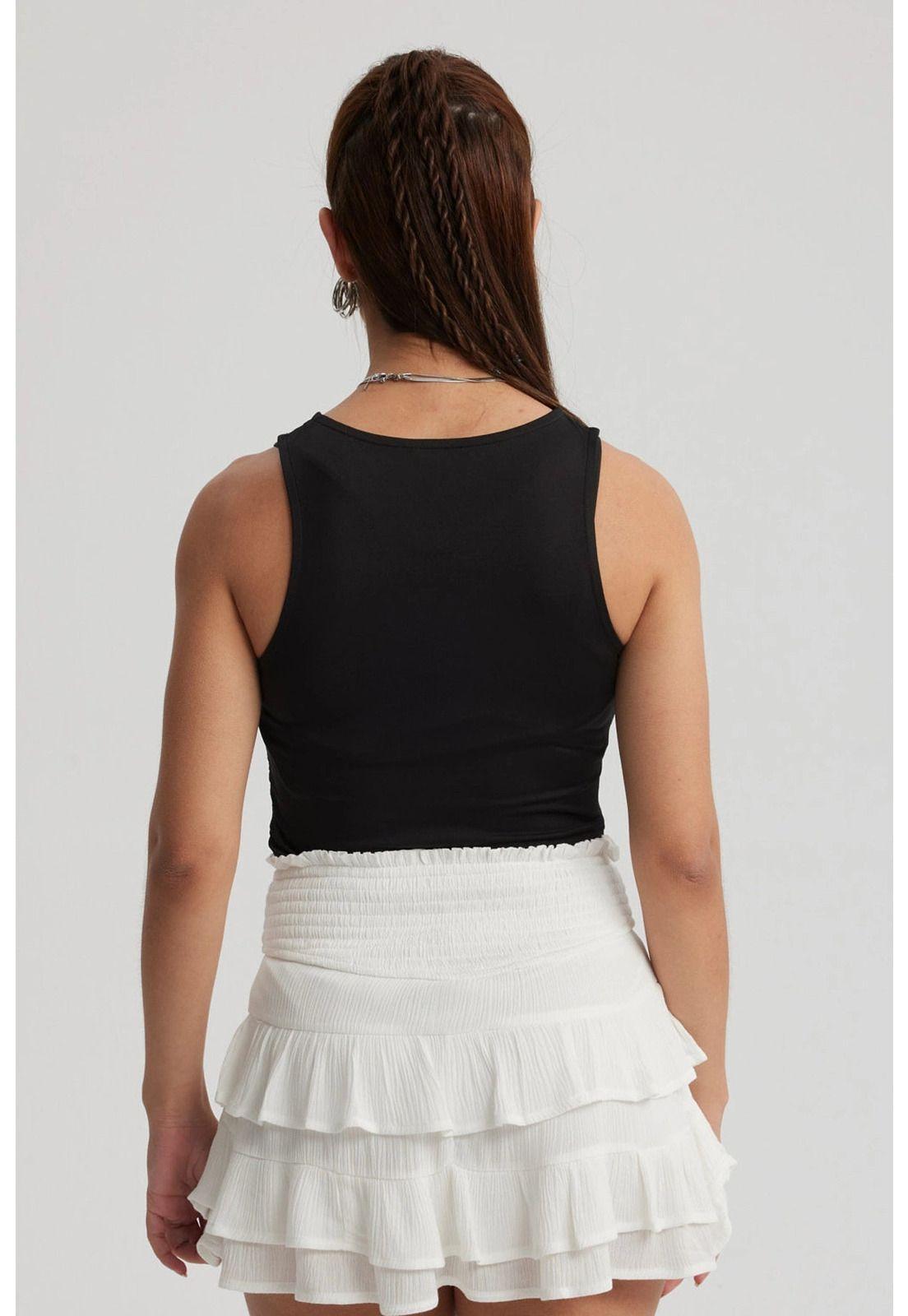 Polera Mujer Recogido Costado Negro - VI-2