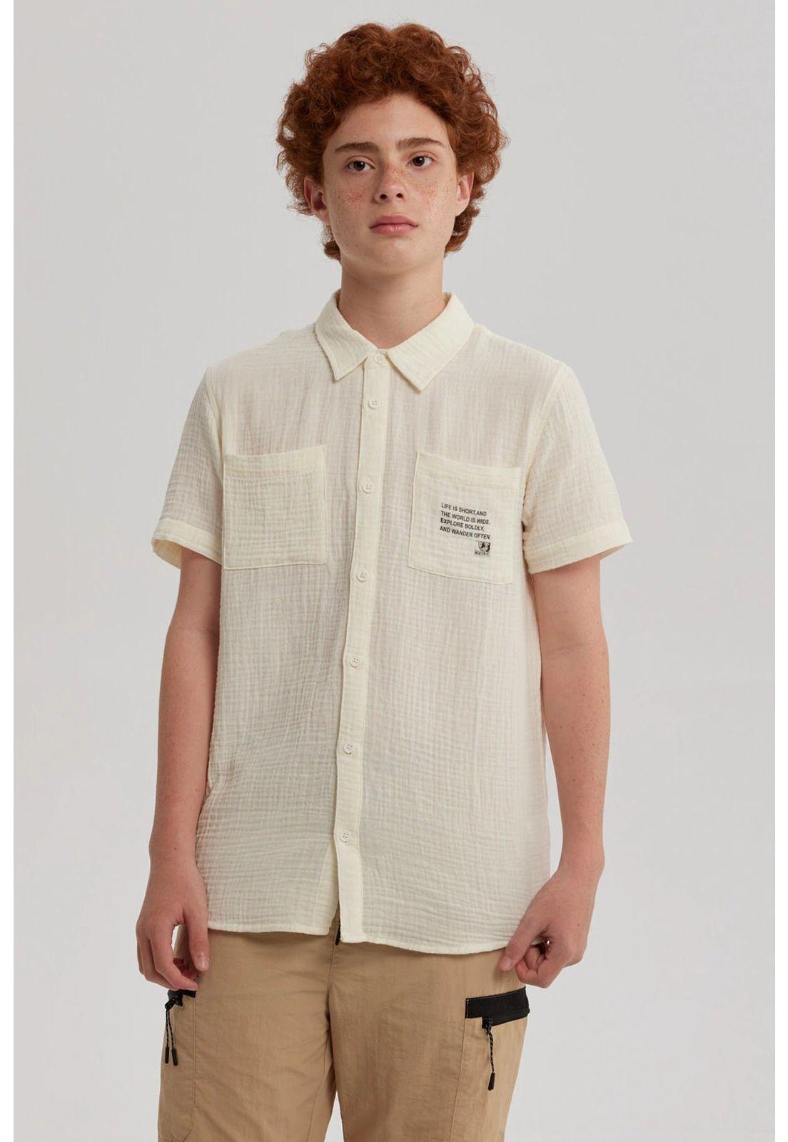 Camisa Niño Texto En Bolsillo Crudo-0