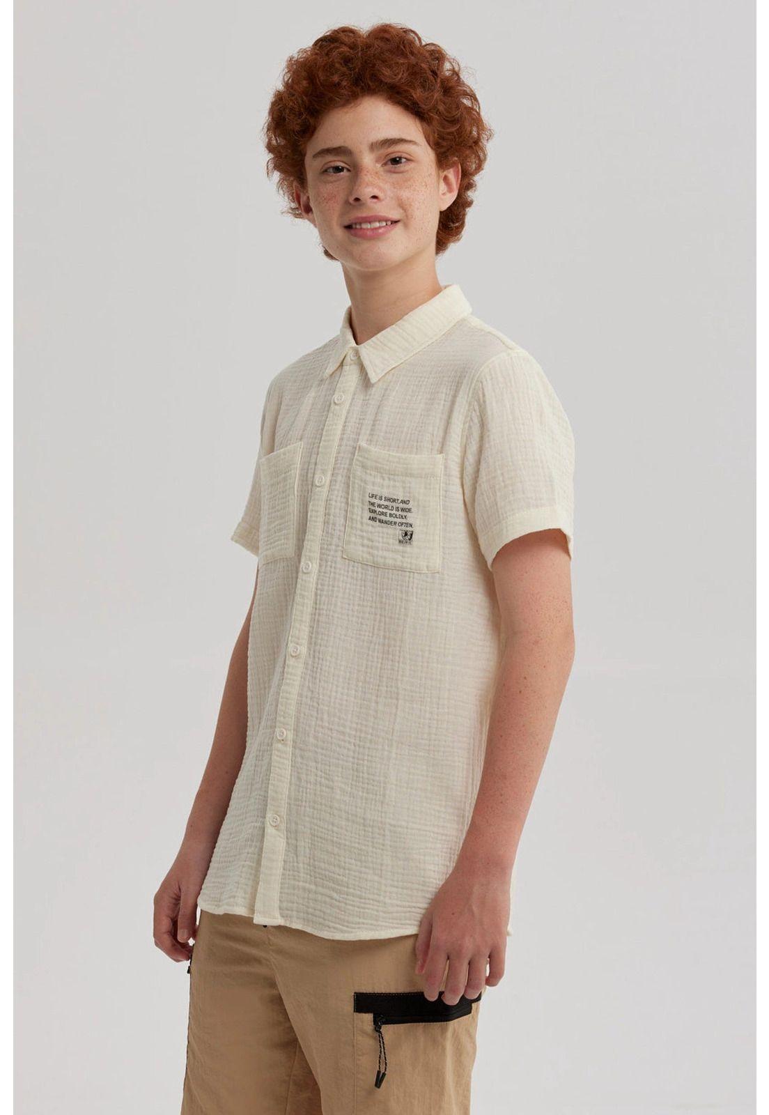 Camisa Niño Texto En Bolsillo Crudo-1