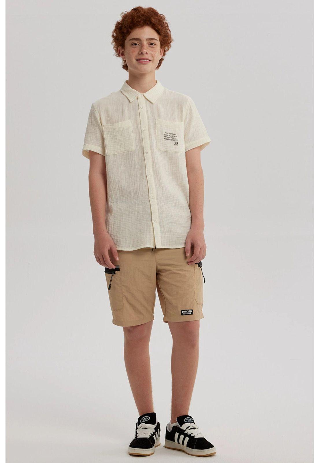 Camisa Niño Texto En Bolsillo Crudo-3