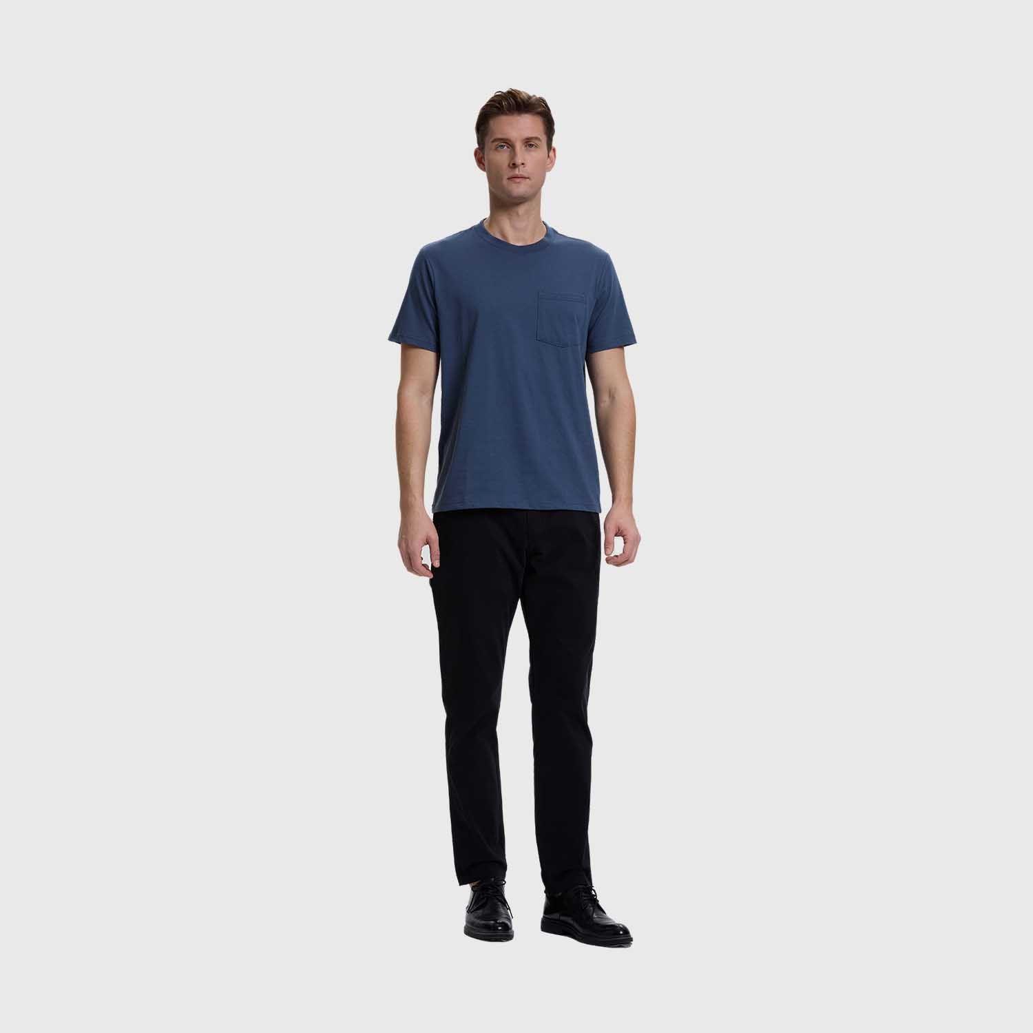 Polera Hombre Básica Con Bolsillo Azul Fashion's Park-3