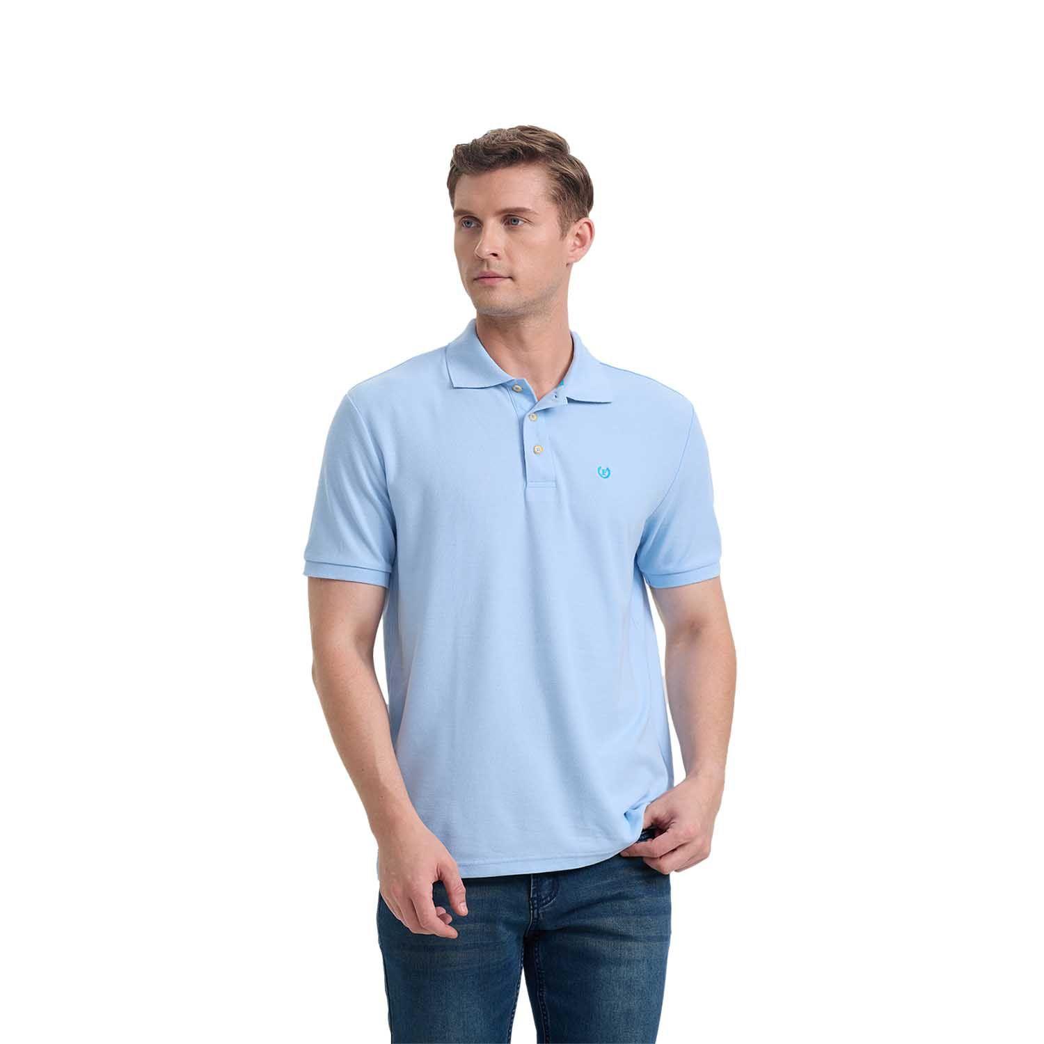 Polera Hombre Pique Básica Lisa Celeste Fashion's Park-0