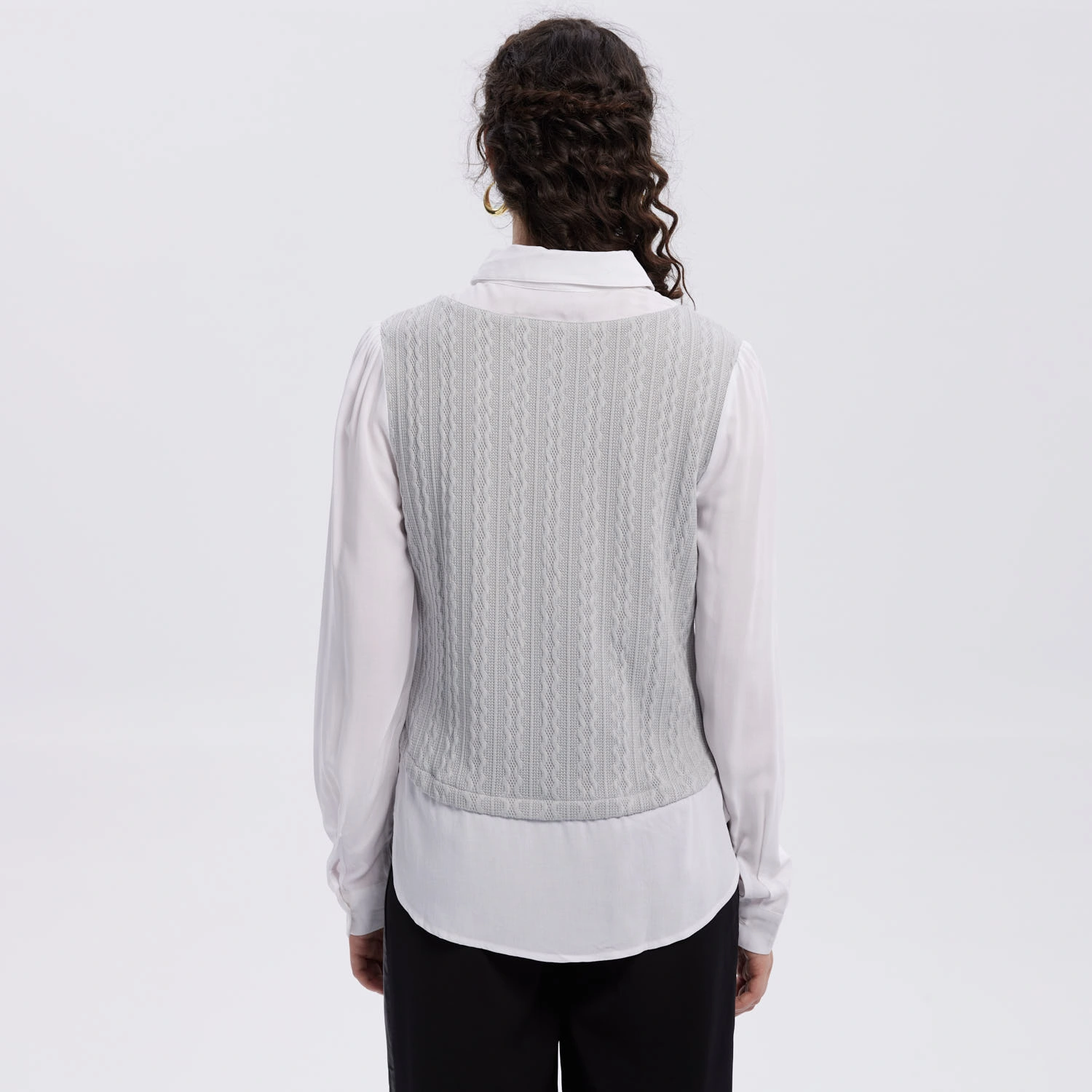 Sweater Mujer Aplicación Blusa Gris-3