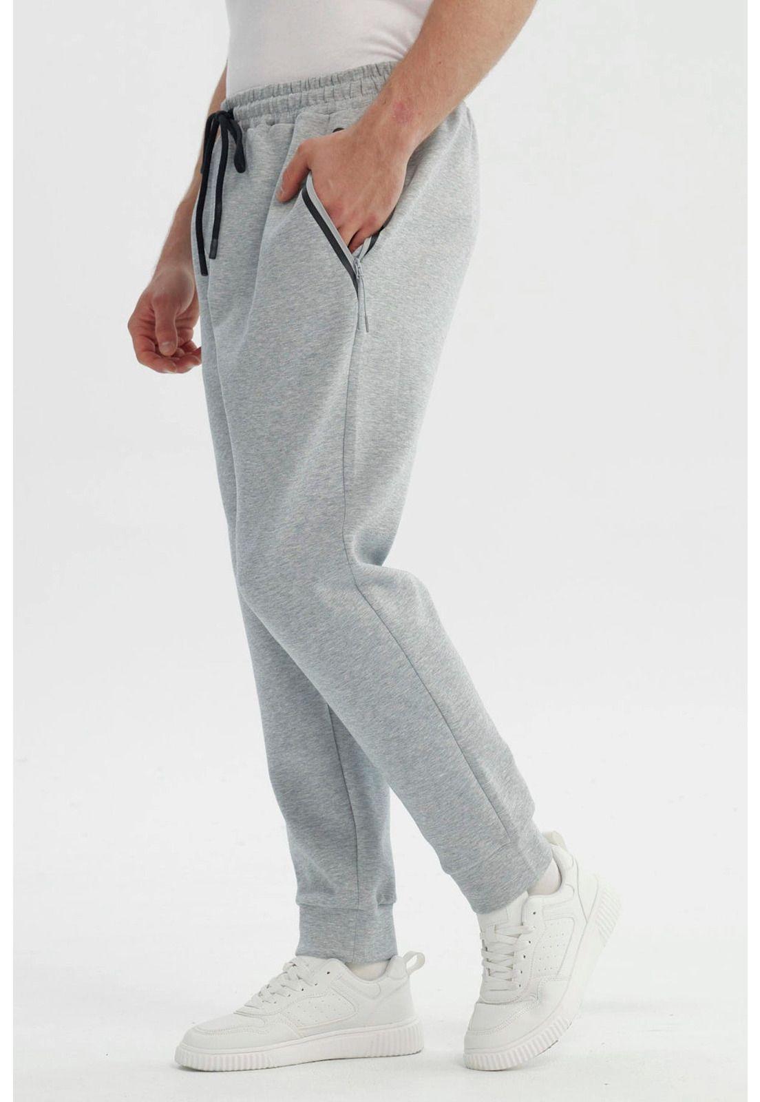 Pantalón Buzo Hombre Juvenil Pitillo Gris Melange - ll-1