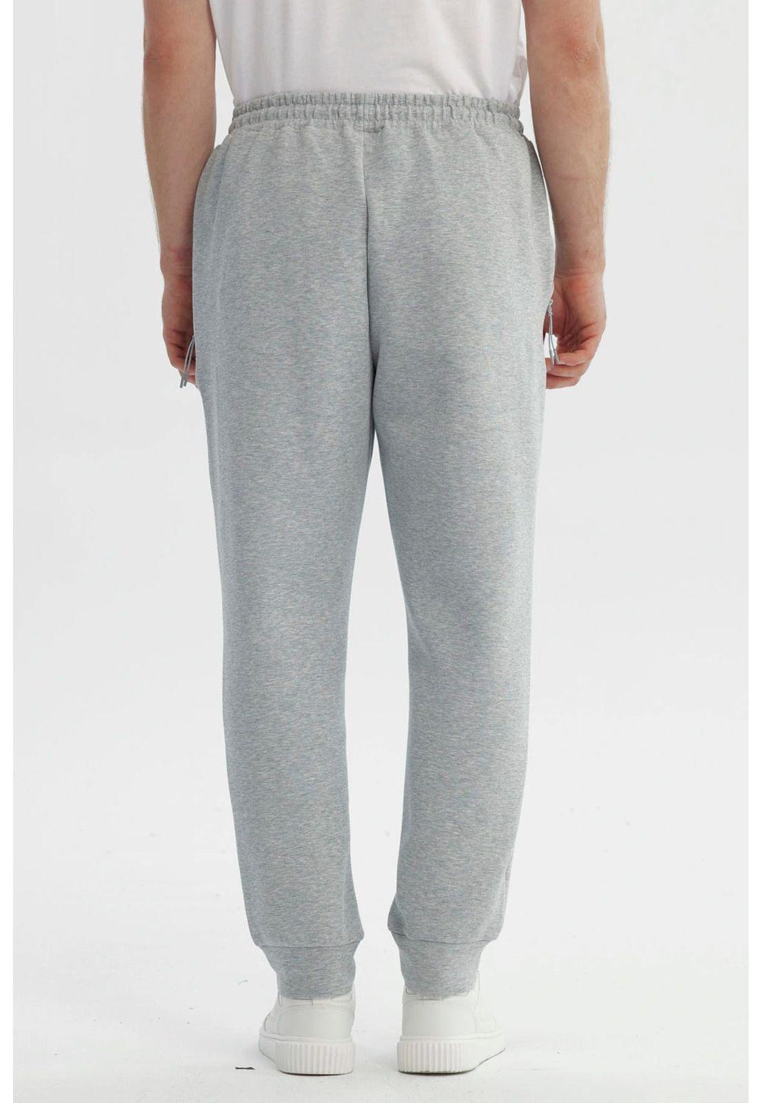 Pantalón Buzo Hombre Juvenil Pitillo Gris Melange - ll-2