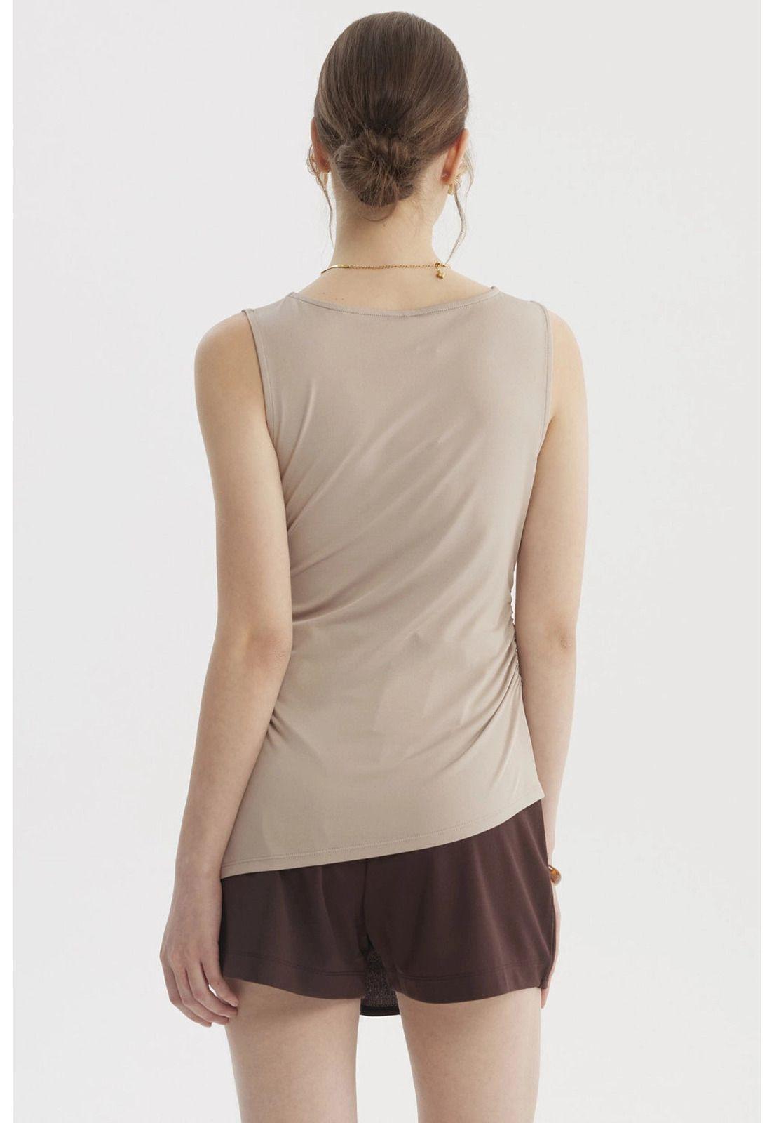 Polera Mujer Basta Asimétrica Beige Claro-2