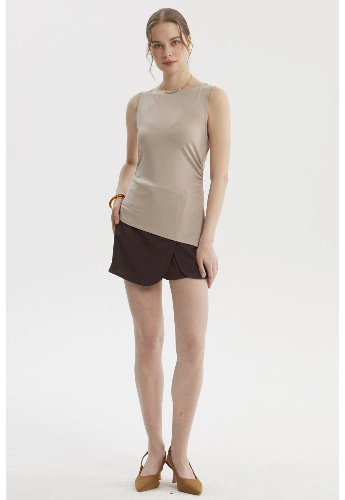 Polera Mujer Basta Asimétrica Beige Claro-3