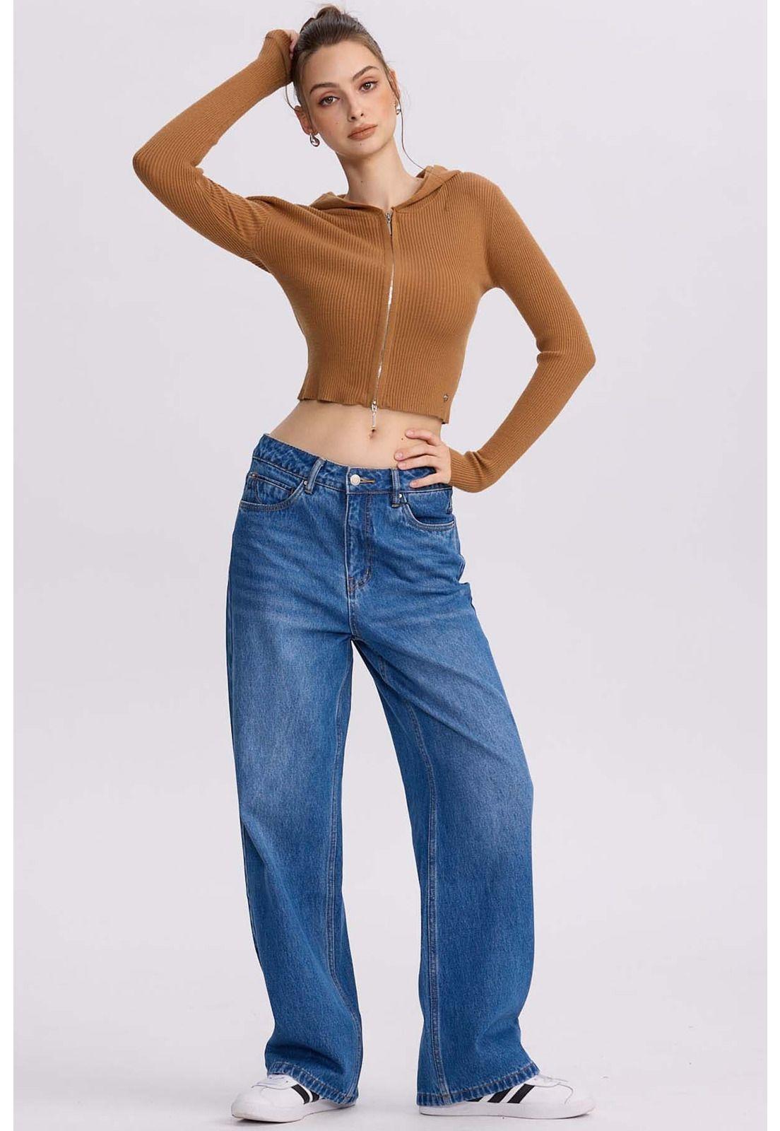 Sweater Mujer Zipper Camel-3