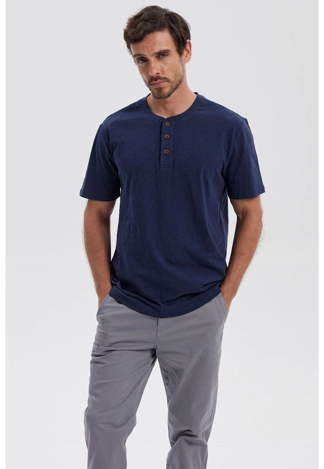 Polera Hombre 3 Botones Azul Marino-0