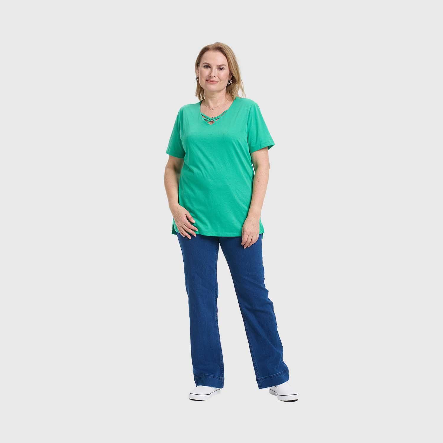 Polera Mujer Escote Recogido Menta Oscuro Fashion's Park-3