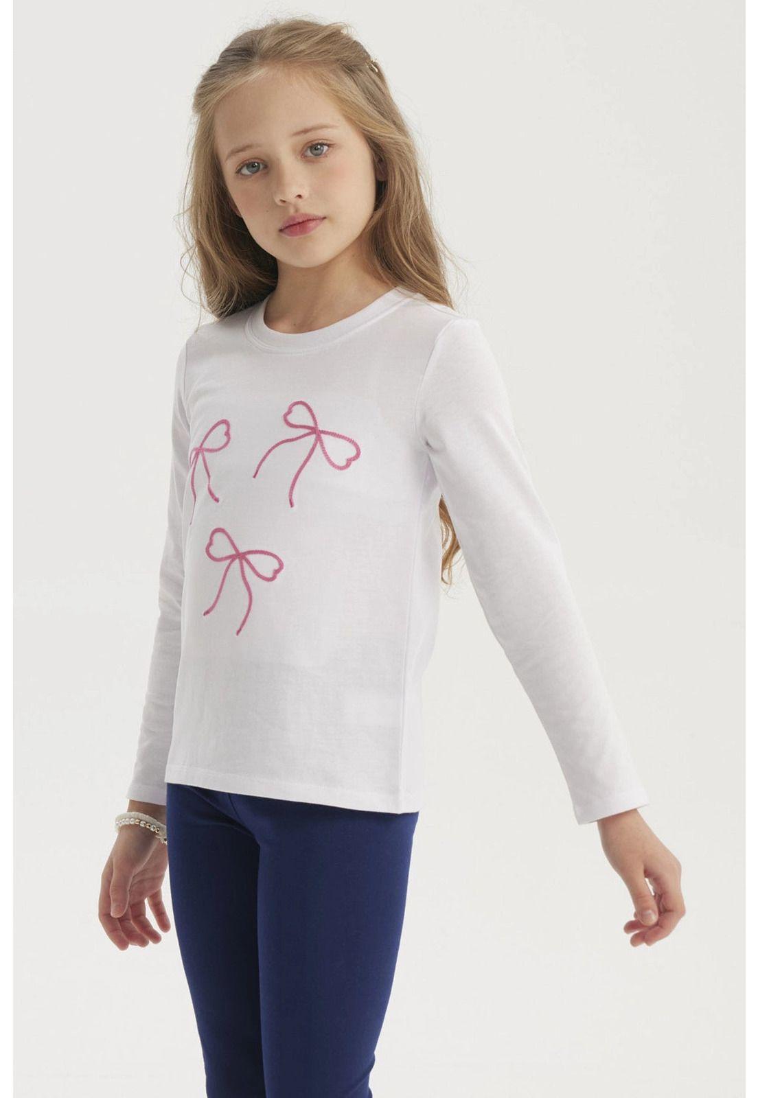 Polera Niña Aplicación Cordón Blanco-1