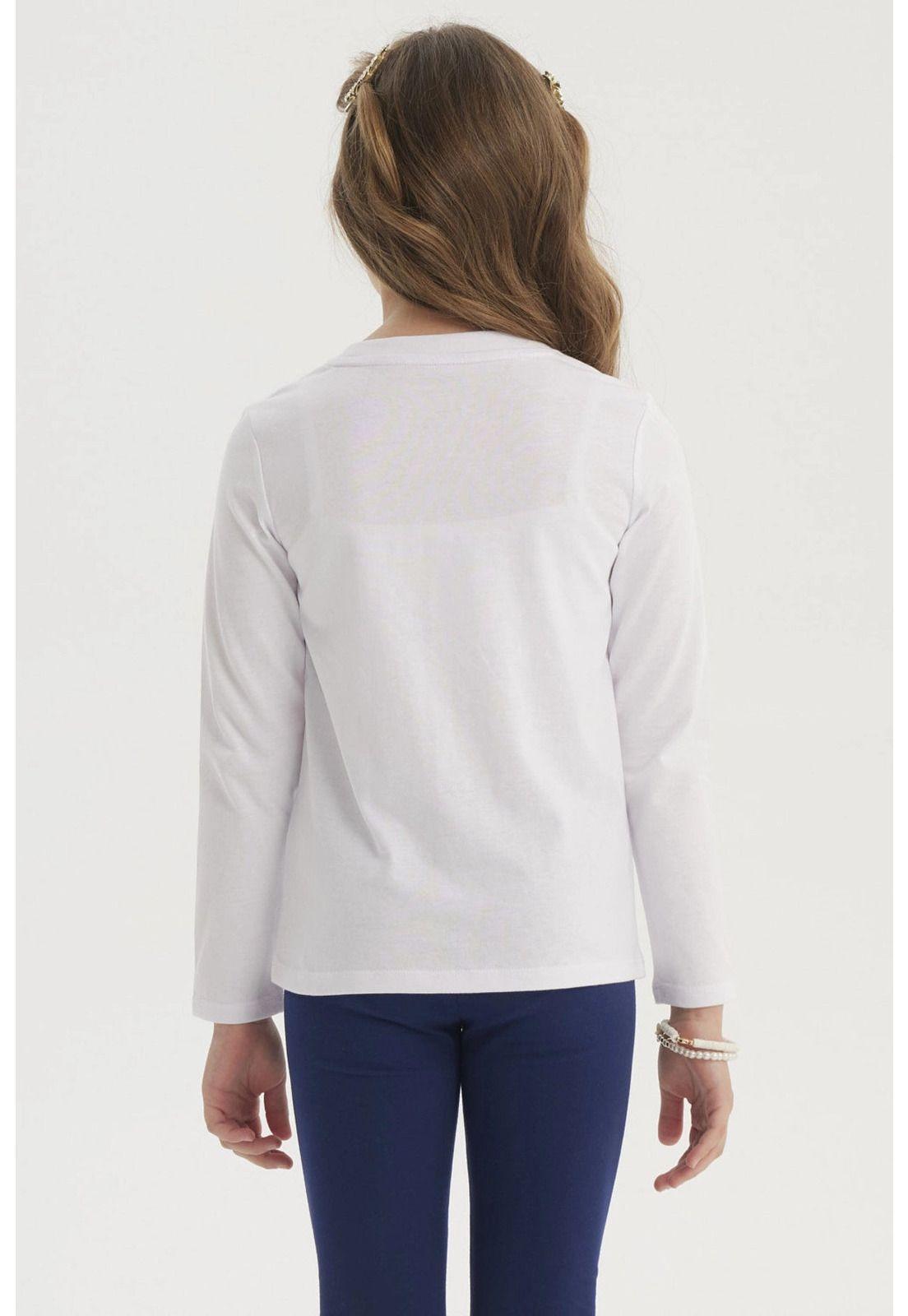 Polera Niña Aplicación Cordón Blanco-2