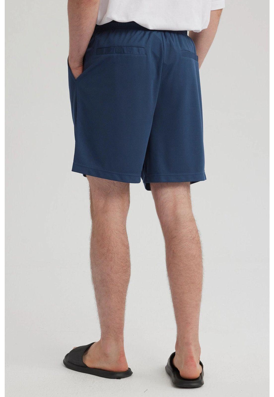 Bermuda Hombre Textura Bolsillo Trasero Azul Piedra-2