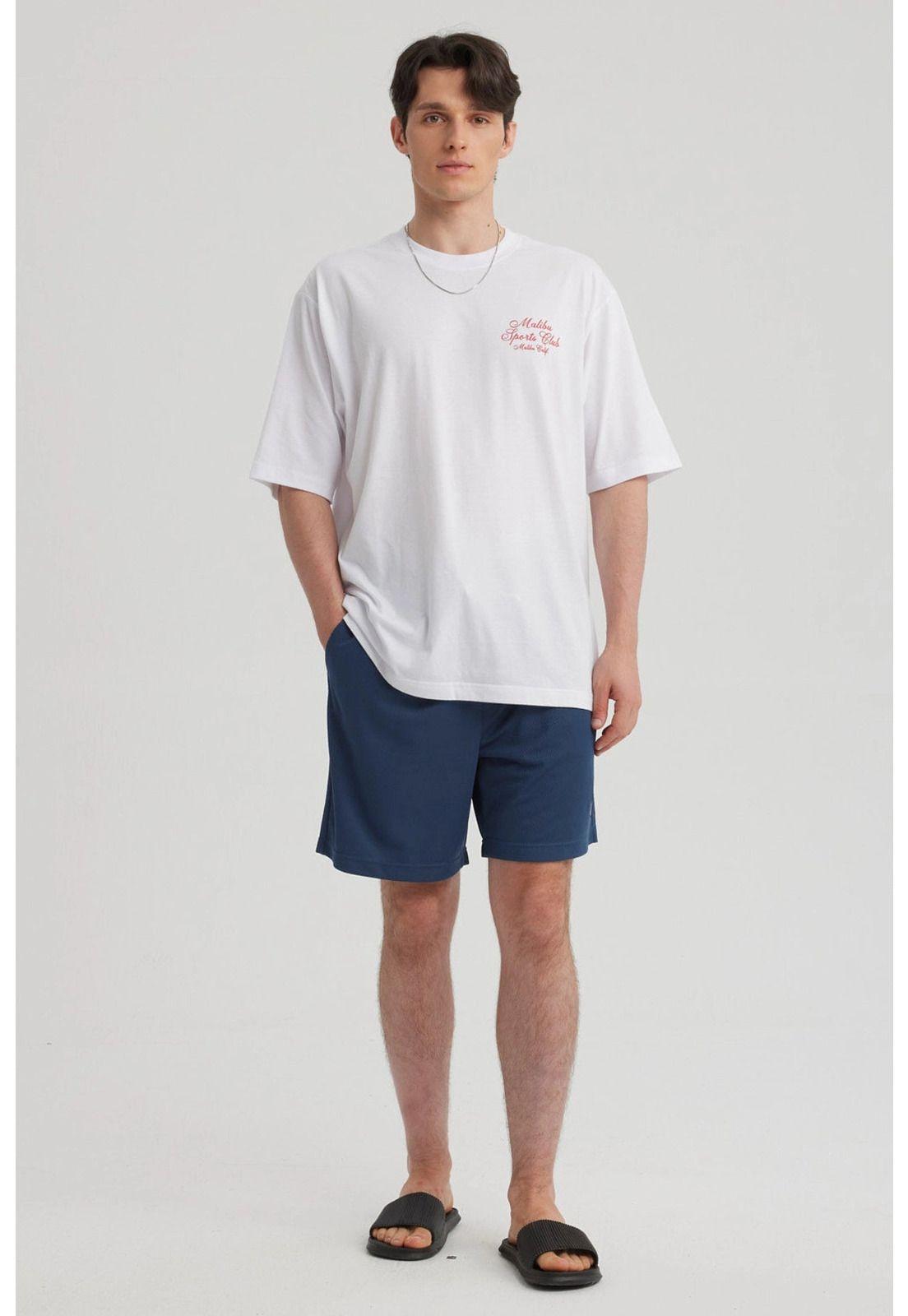 Bermuda Hombre Textura Bolsillo Trasero Azul Piedra-7