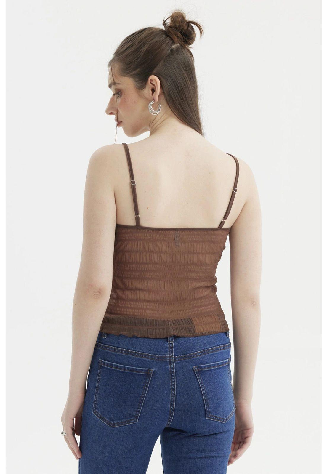 Peto Mujer Pabilo Lazo Escote Café Oscuro-2