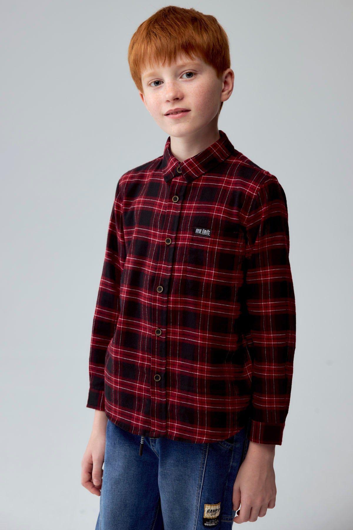 Camisa Niño Cuadrillé Burdeo-0