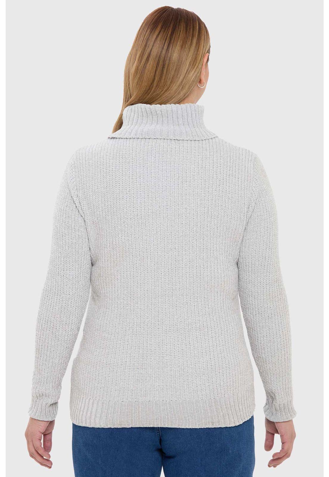Sweater Mujer Trenzado Gris - ll-2