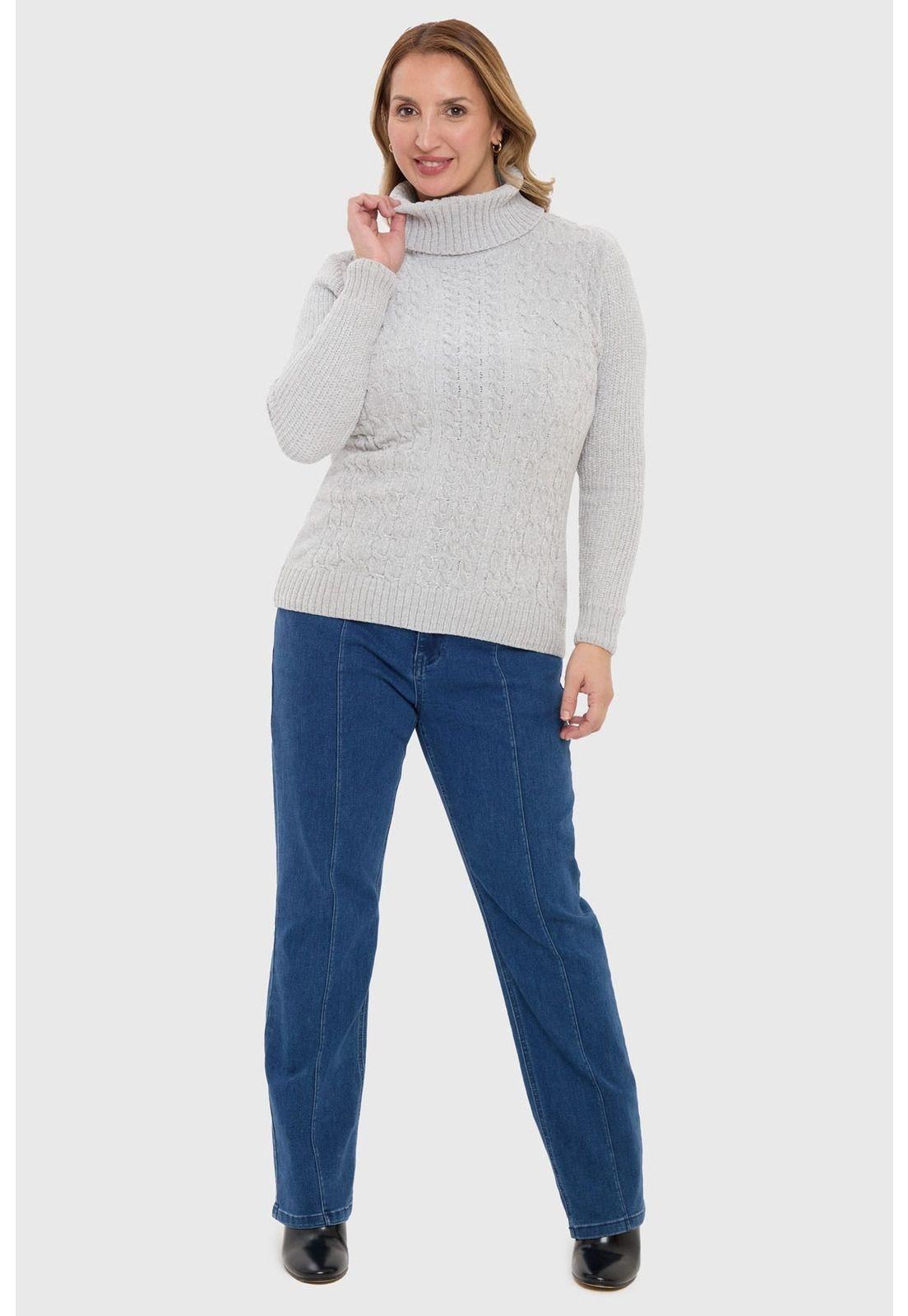 Sweater Mujer Trenzado Gris - ll-3