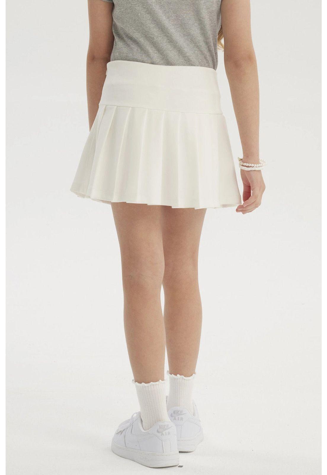 Falda Niña Tableada Blanco-2