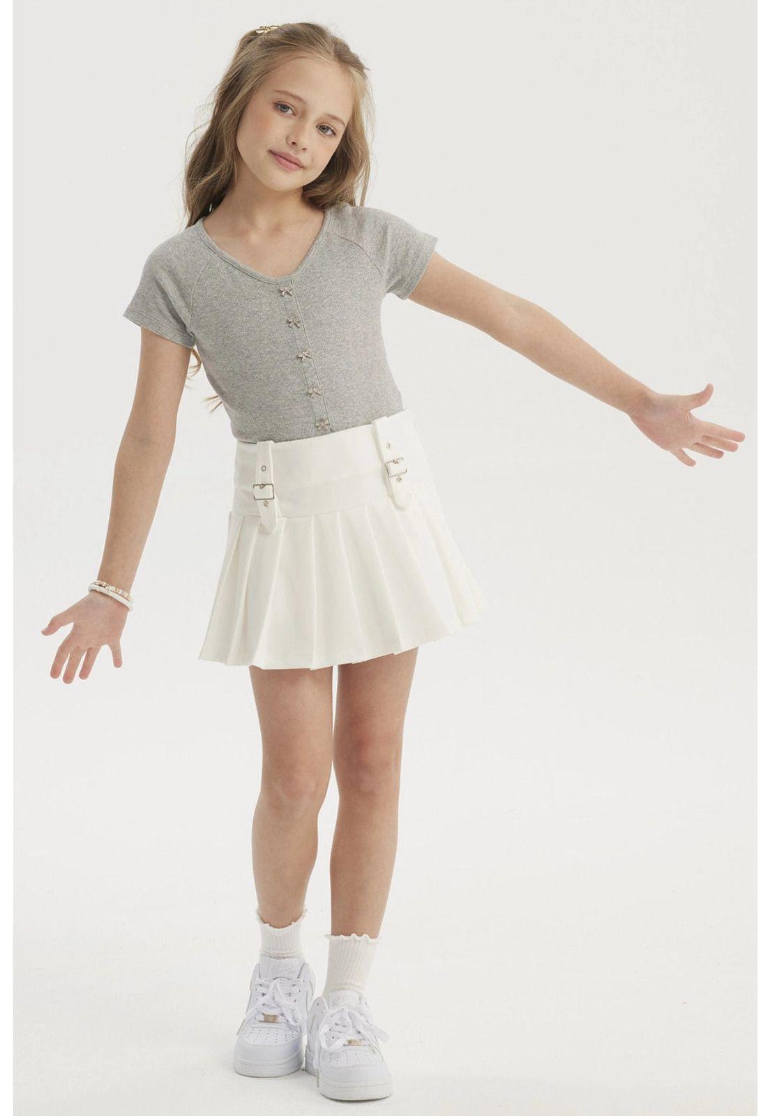 Falda Niña Tableada Blanco-3