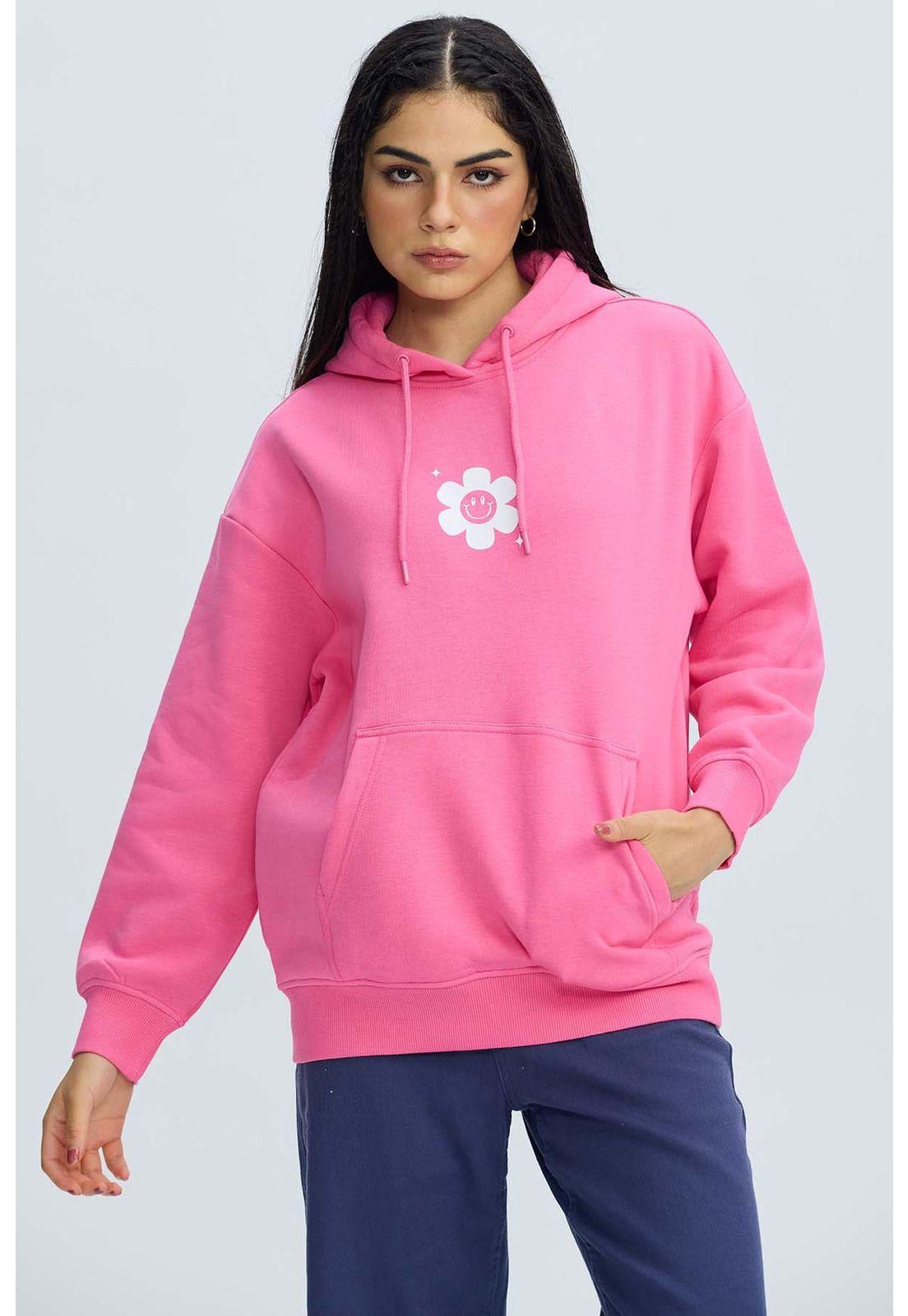 Polerón Mujer Oversize Print Rosado Claro-0