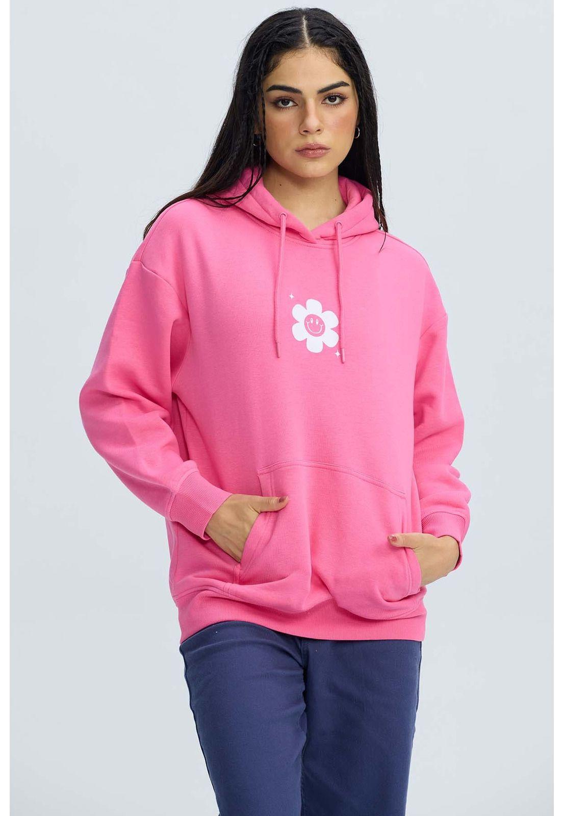 Polerón Mujer Oversize Print Rosado Claro-1