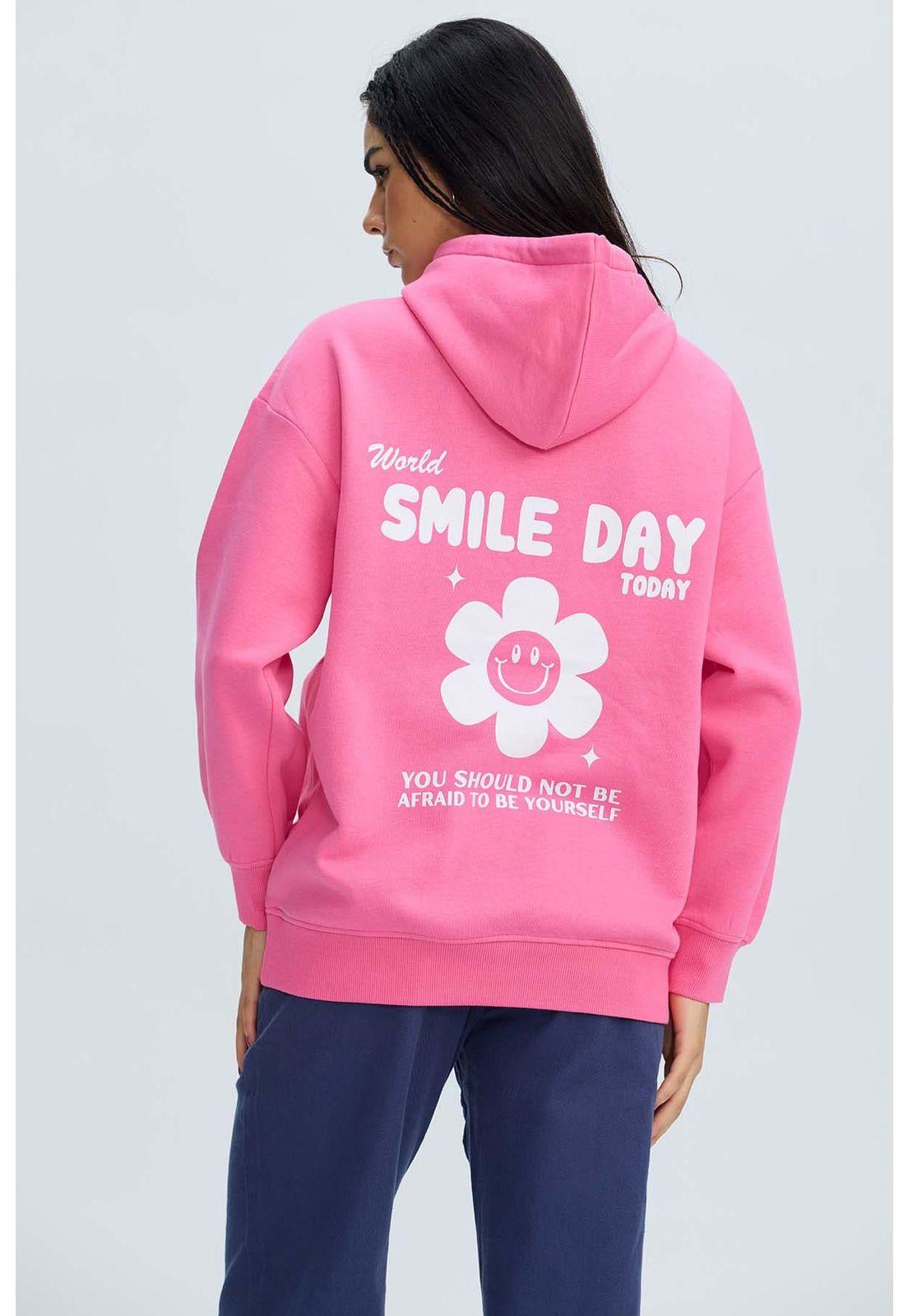 Polerón Mujer Oversize Print Rosado Claro-2