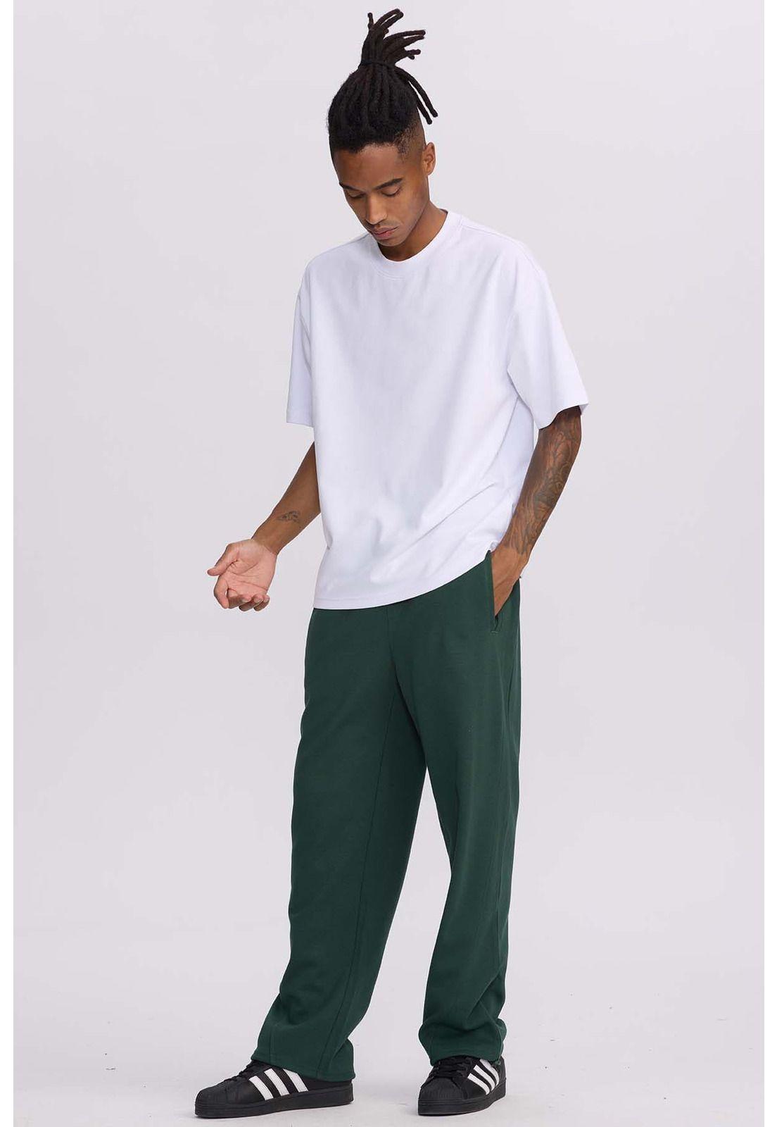 Pantalón Buzo Hombre Loose Fit Verde Militar-3