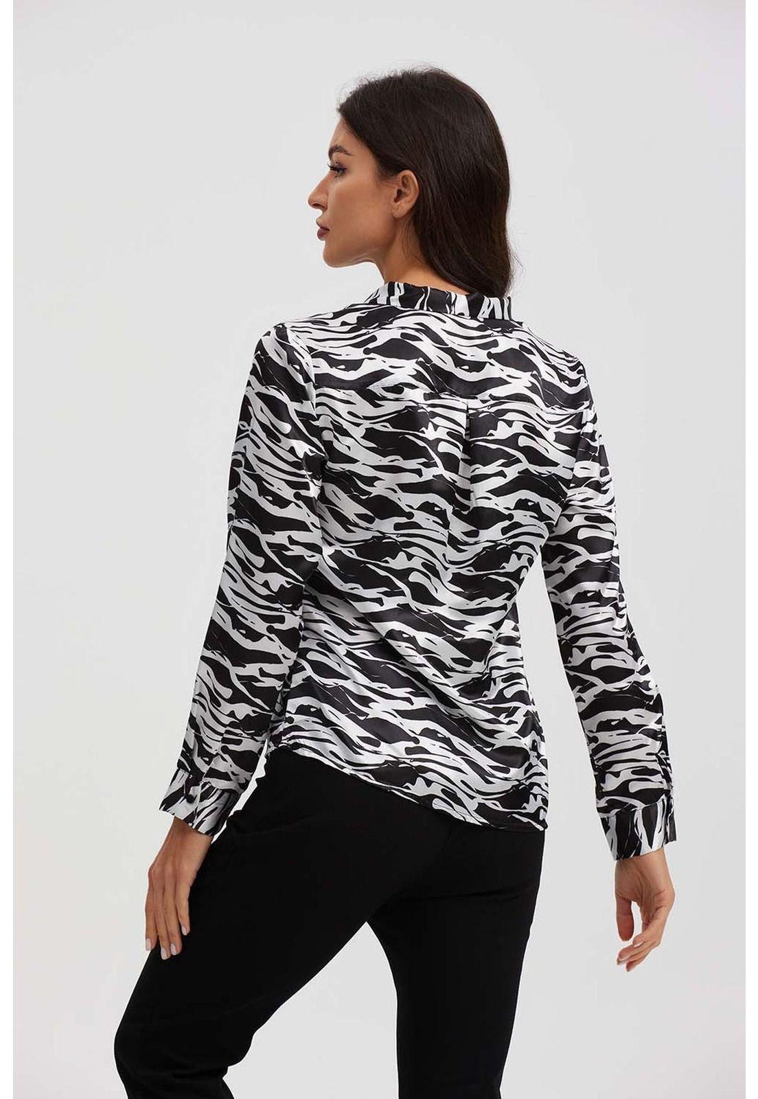 Blusa Mujer Aplicación Lazo Manga Negro - ll-2