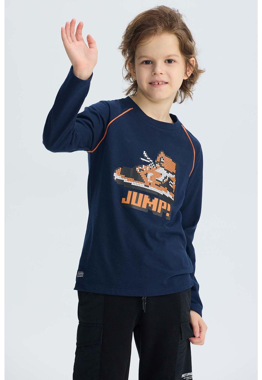 Polera Niño Print Relieve Azul Oscuro-1