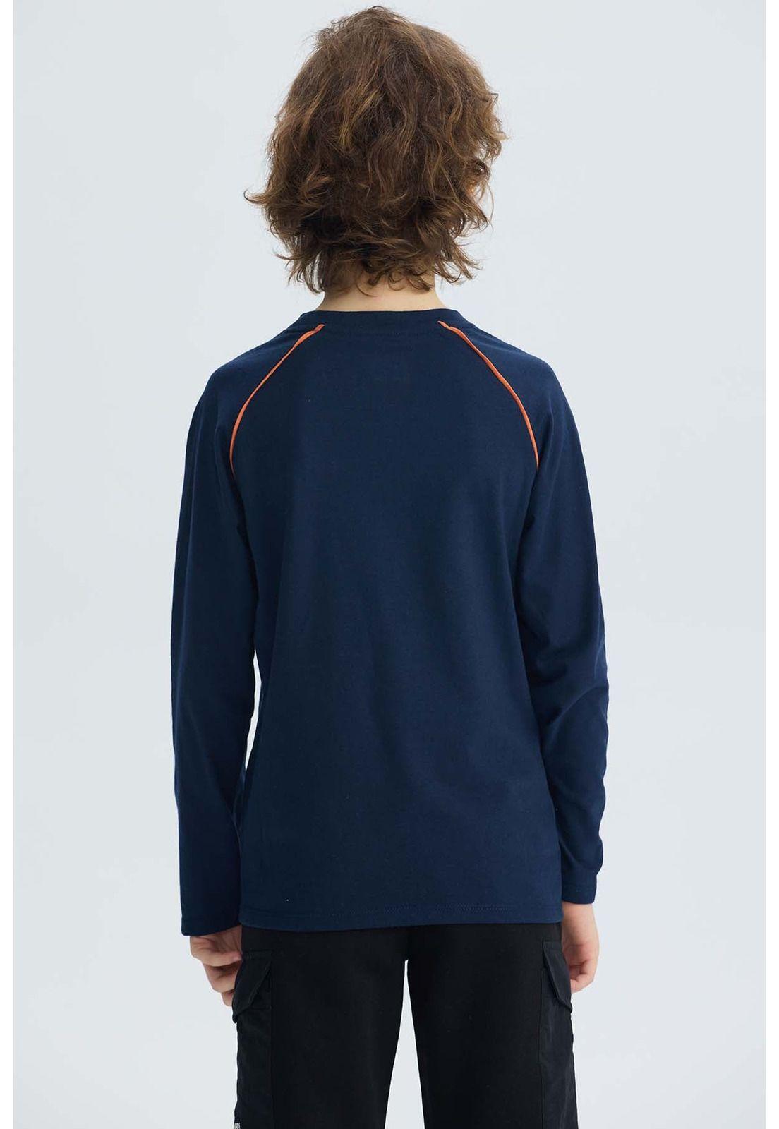 Polera Niño Print Relieve Azul Oscuro-2