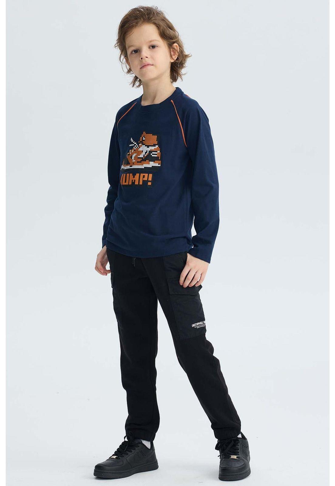 Polera Niño Print Relieve Azul Oscuro-3