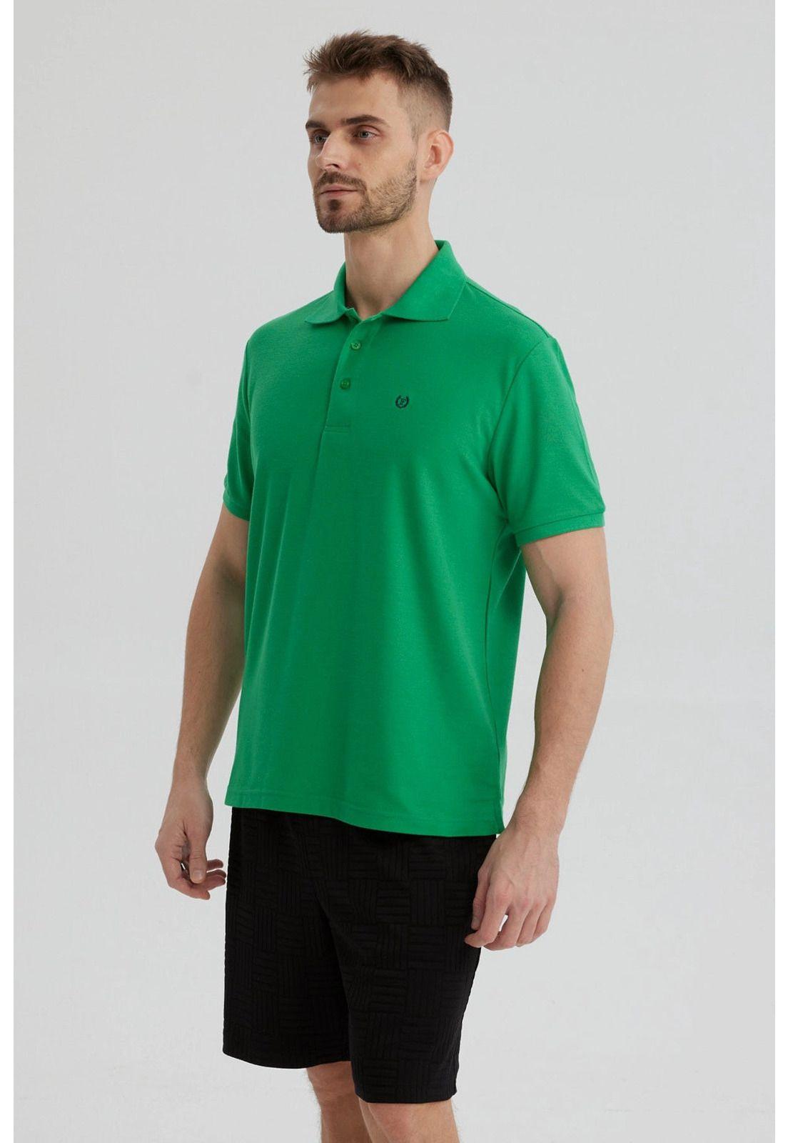 Polera Hombre Piqué Básica Lisa Verde - ll-1