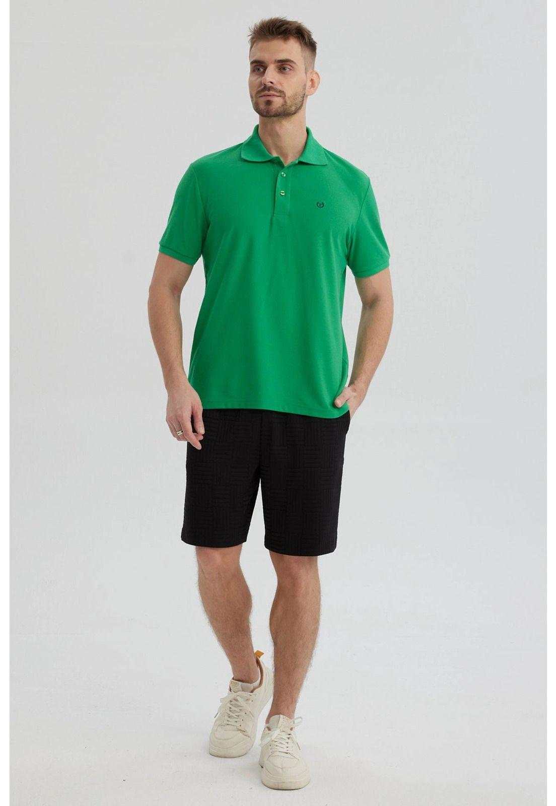 Polera Hombre Piqué Básica Lisa Verde - ll-3