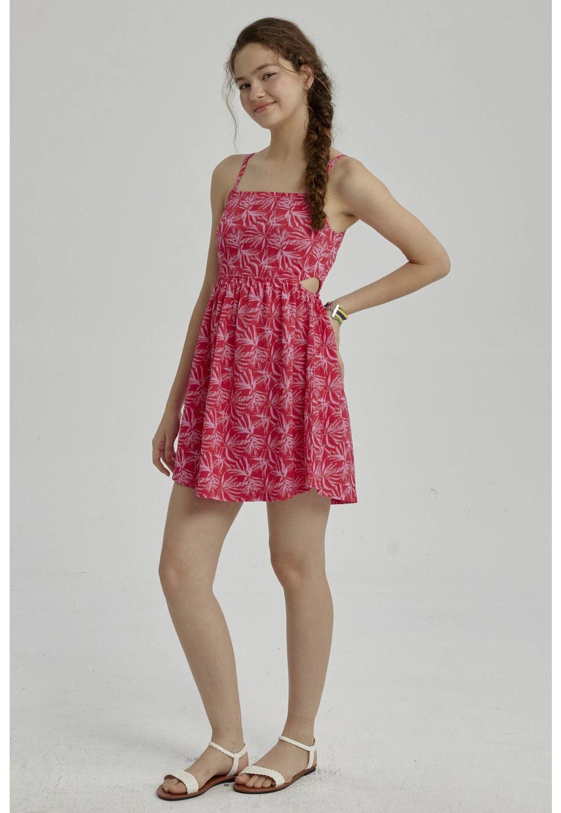 Vestido Niña Abertura En Costado Fucsia-0