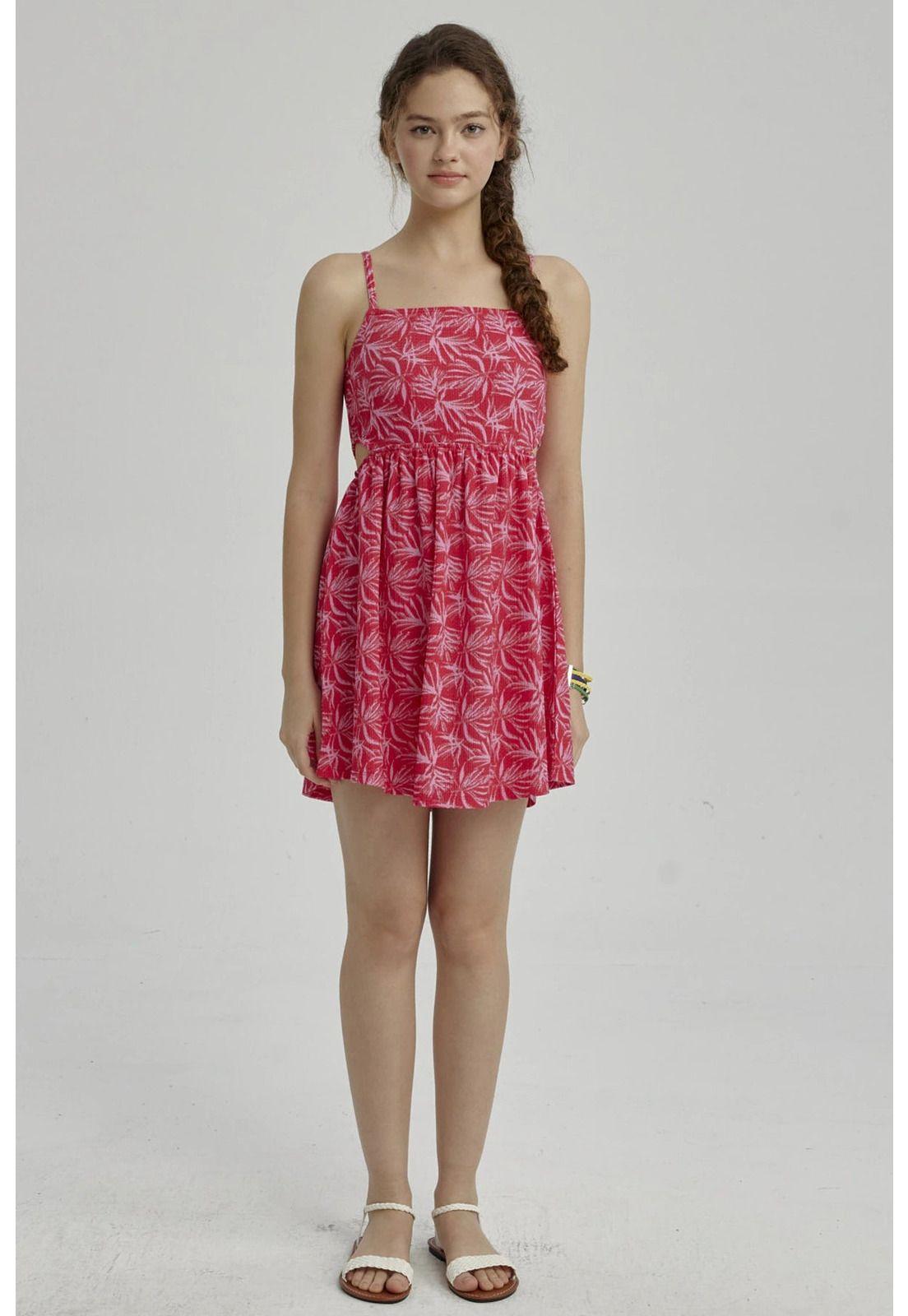 Vestido Niña Abertura En Costado Fucsia-1