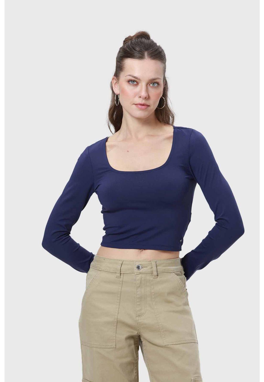 Polera Mujer Escote Cuadrado Azul - lll-0