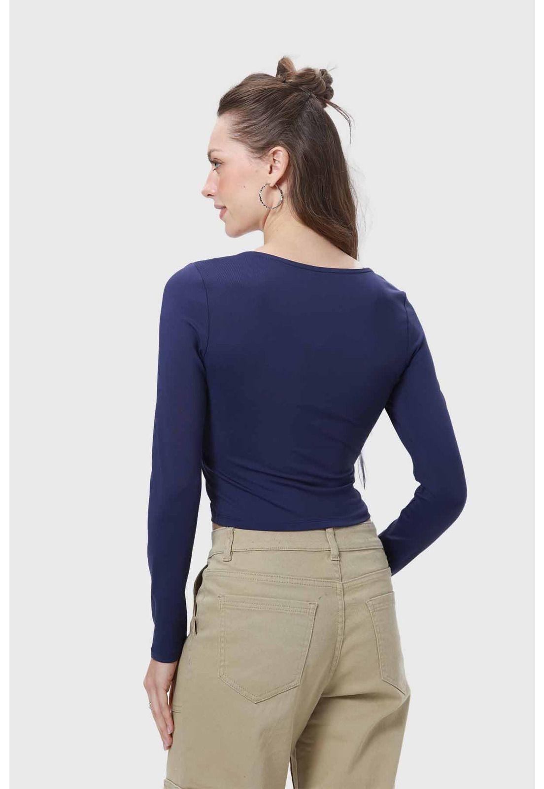 Polera Mujer Escote Cuadrado Azul - lll-2