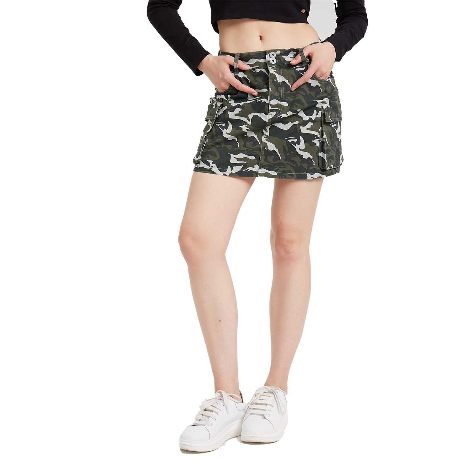 Falda Mujer Camo Verde Militar-0