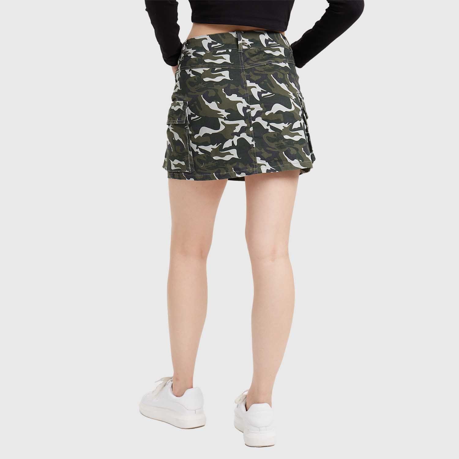 Falda Mujer Camo Verde Militar-2