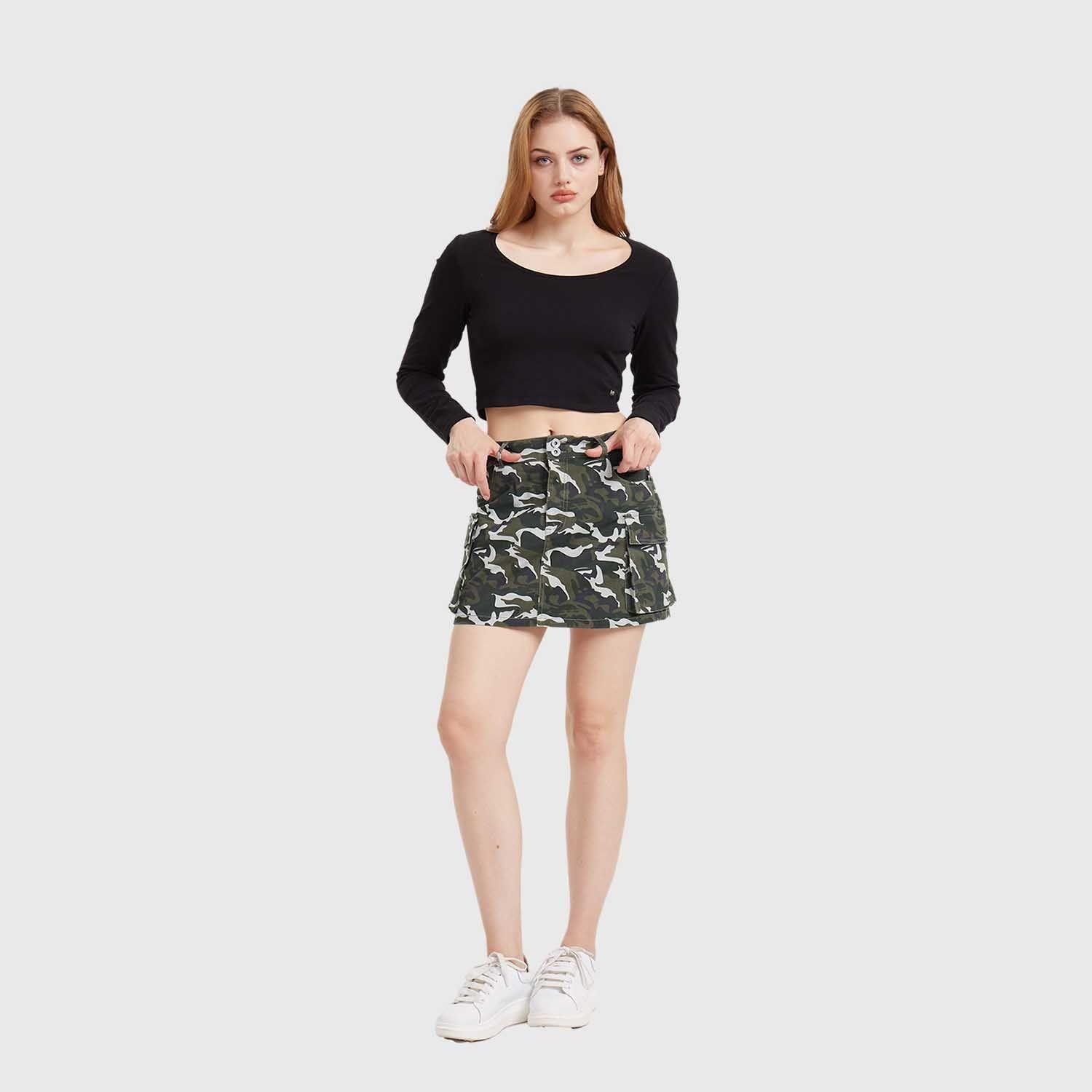 Falda Mujer Camo Verde Militar-3
