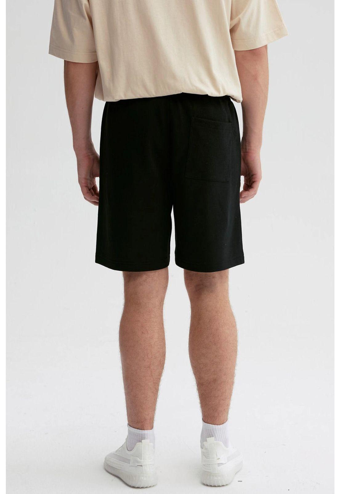 Bermuda Hombre Bolsillo Aplicación Negro-2