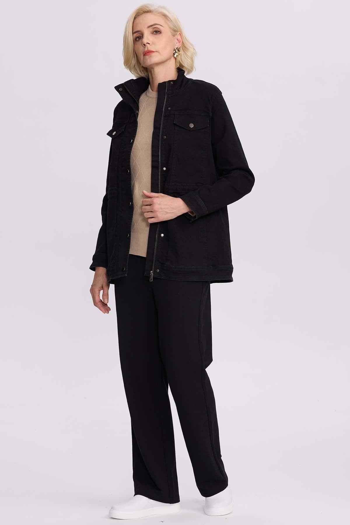 Chaqueta Mujer Denim Negro-3