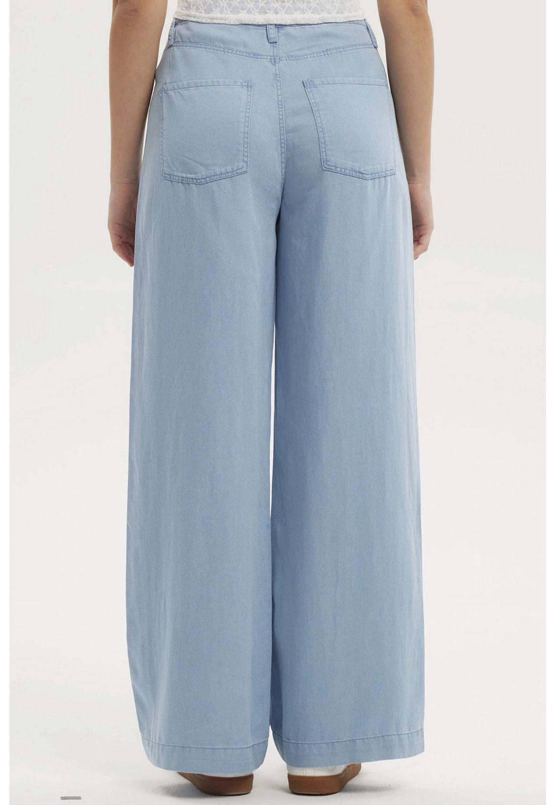 Jeans Mujer Wide Leg Pinza Azul Claro-2
