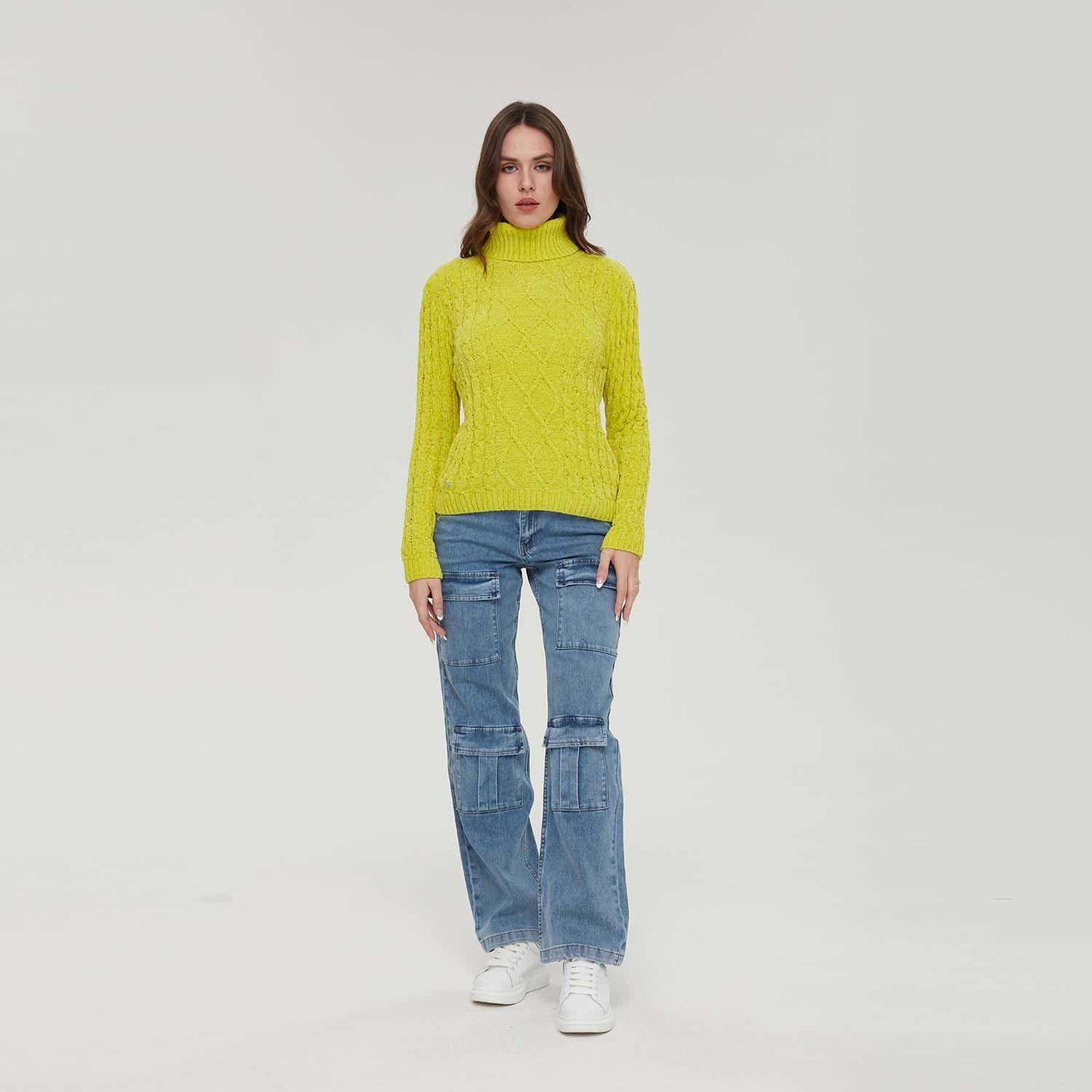 Sweater Mujer Tejido Juvenil Verde Limon-3